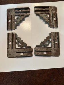 4 Antique Window Screen Corner Brackets Pat. 0ct. 1886 Architectural Salvage