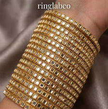 12pc Rajasthani Mirror Work Bangle Set Kundan Sheesha Velvet Churi Bridal Wear
