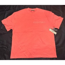 Fear of God Essentials Mens Coral Pink Embossed Logo Oversized T-Shirt XL NWT