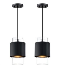 "Lámpara de techo colgante de vidrio negro claro moderna isla de cocina de granja X2 PK