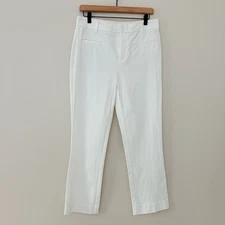 Anthropologie Maeve Essential Slim Kick Flare Pants white cotton-blend Size 8