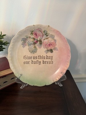 D E McNicol Give Us This Day Daily Bread Plate Roses 9  Wall Hanger