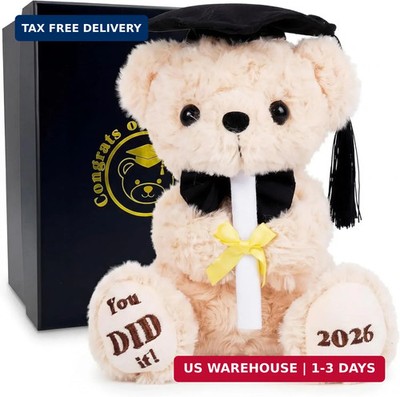 2026 Graduation Bear with Gift Box, 8 Inch Plush Teddy Bear for Kindergarten & P