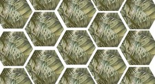 JUNGLE BOTANIC GREEN LEAF OASIS TREND 25.8x29cm HEXAGON porcelain wall tile 2sqm