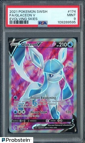 2021 Pokemon SWSH Evolving Skies #174 FA Glaceon V PSA 9 MINT