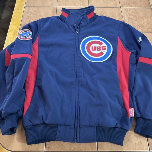 Majestic Chicago Cubs Jacket Mens Sz Med Blue Authentic Therma Base MLB Full Zip