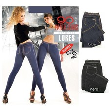 Lores Panta Jeans 90 den women's sports leggings imitation jeans black blue