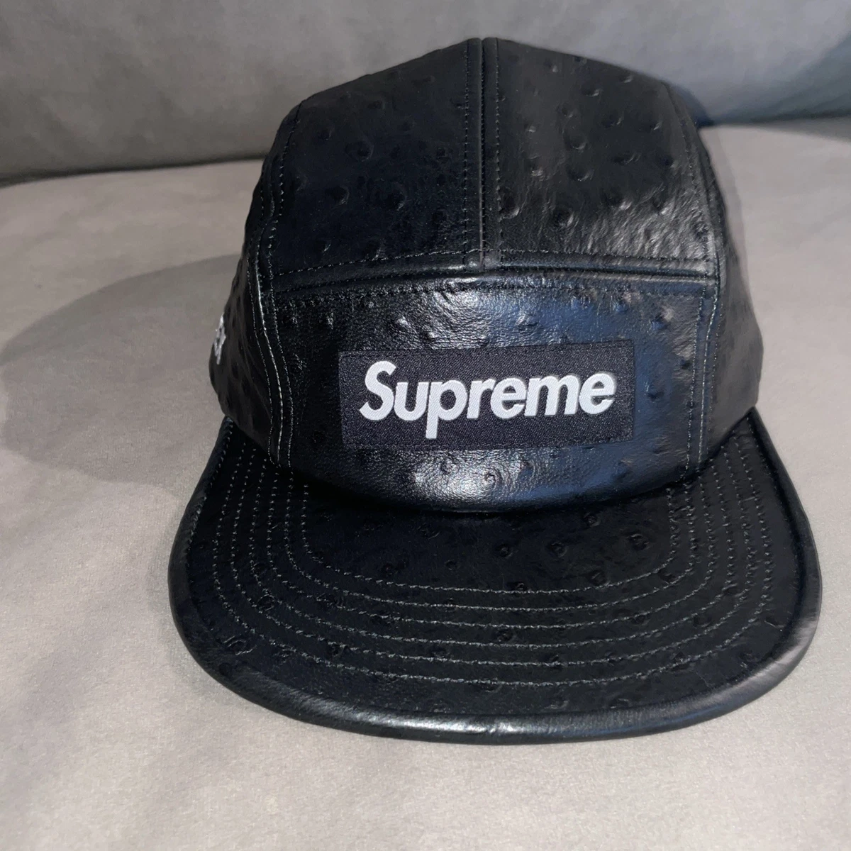 Supreme Ostrich Embossed Leather Gore-Tex Camp Cap Black - 26SS
