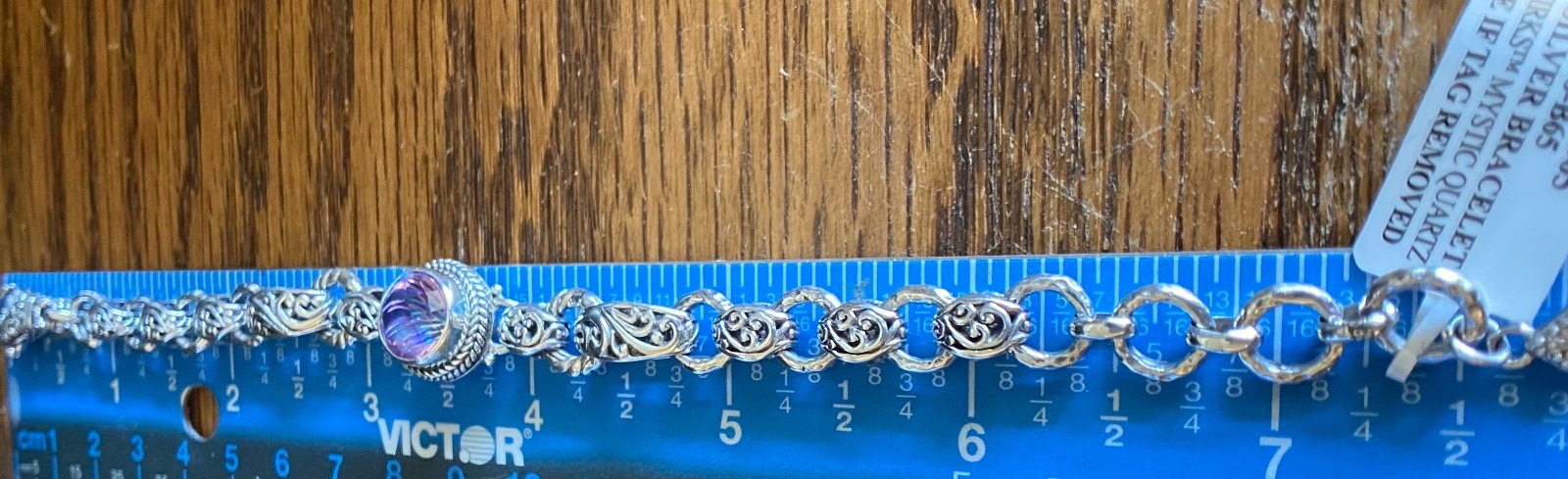 Sarda,Bali Handcrafted,Top Quality Sterling & Quartz Link Bracelet-Lobster Close