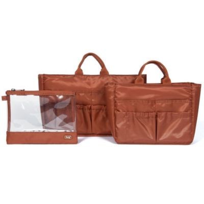 Lug Chariot 3-Piece Handbag Organizer Set in Copper Brown - Travel Pouch Storage