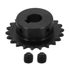 #25 Chain Roller Sprocket 12mm Bore, 22 Tooth with 5x2.3mm Keyway, Black