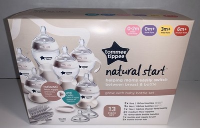 Tommee Tippee Natural Start 13 Piece Bottles Nipples Brush BPA Free Neutral