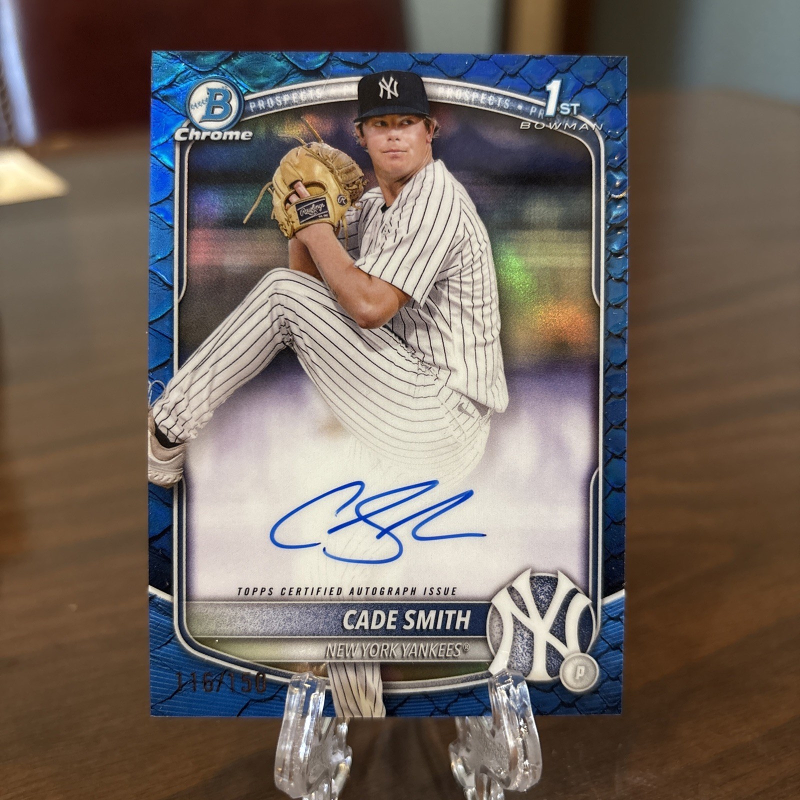 2025 Bowman Chrome 1st CADE SMITH Blue Auto /150 Yankees