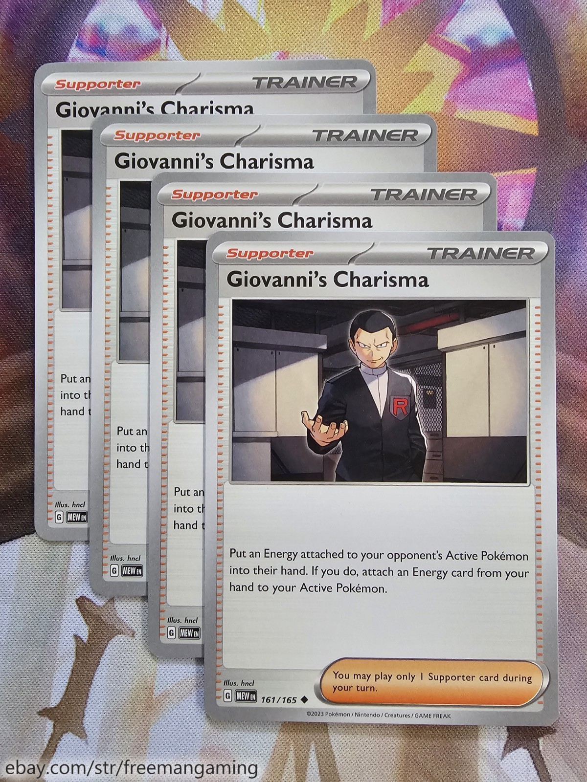x4 Giovanni's Charisma 161/165 Scarlet Violet 151 Pokemon TCG NM/M