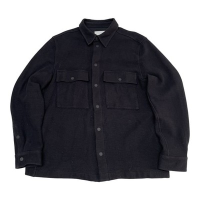 COS Overshirt Herren Large schwarz Wollmischung Druckknopfleiste Utility Shirt Shacket