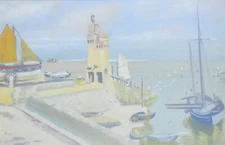 LYLIAN HULBERT-OH/IL Realist-Original Signed Gouache-Maritime/Harbor View