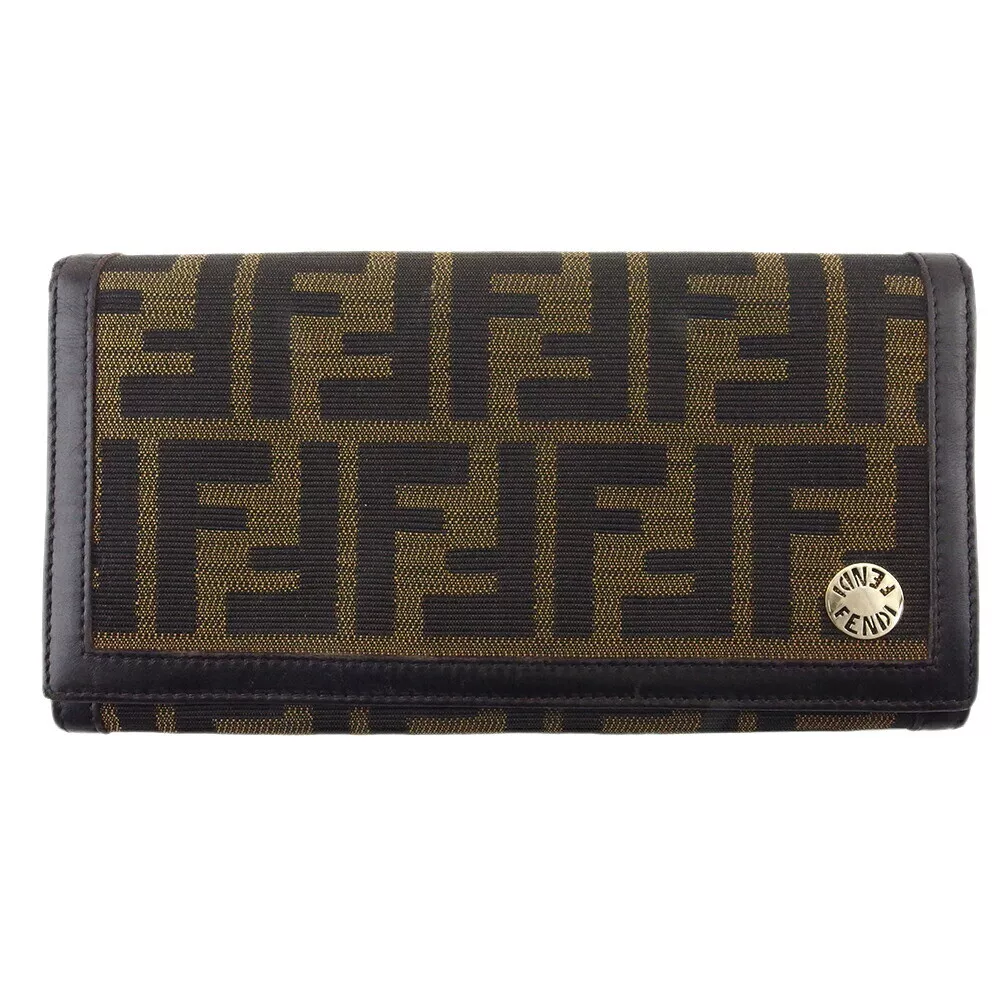 FENDI long wallet Zucca beige canvas x leather Authentic used T19945