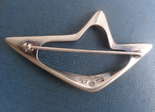 Georg Jensen Argent Broche Danois Sterling Abstrait N°376 Danemark C.1970s - Photo 4 sur 12