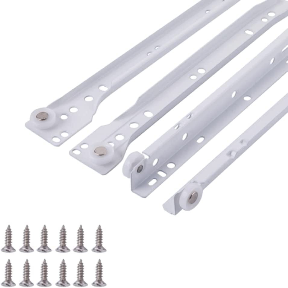 10 In. White Coated Steel Euro Bottom Mount Drawer Slides