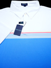 PETER MILLAR GOLF POLO SHIRT -XXL WHITE BLUE PINK -CROWN TAILORED SUMMER COMFORT