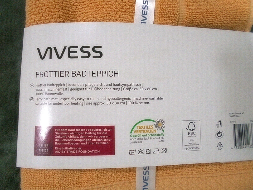 VIVESS Frottee 100% Baumwolle Duschvorleger Badvorleger 50 x 80 cm Neu - Bild 2 von 2