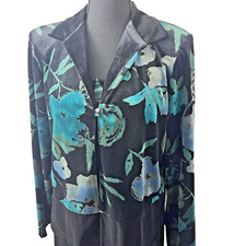 VTG Wm's Floral Velvet One Button Front Cardigan Whimsigoth Witchy