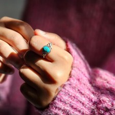 Turquoise Gemstone 925 Sterling Silver ring Valentine silver ring for her