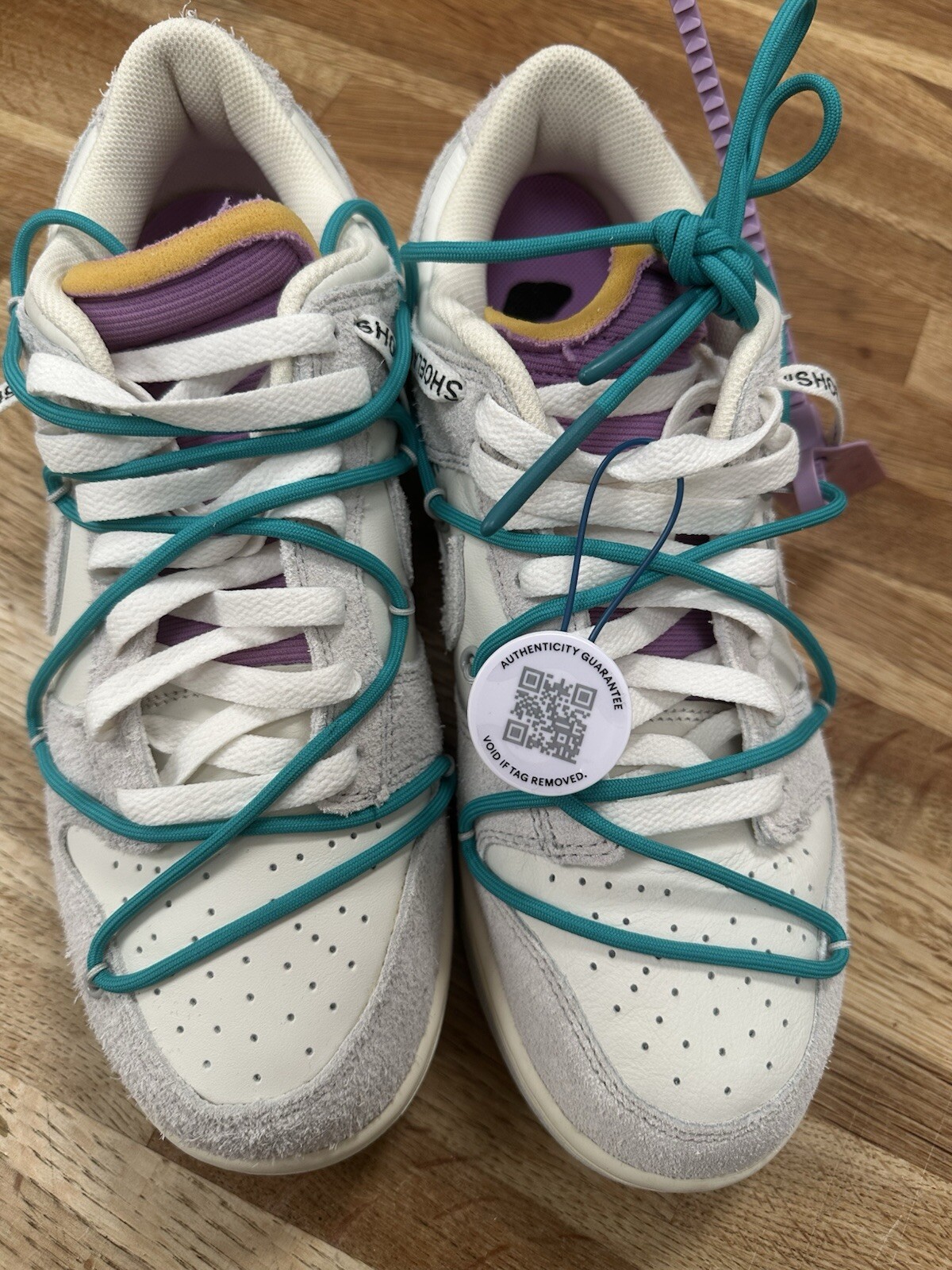 OFF WHITE X NIKE ? Nike x Off White Dunk Low lotto 36 di 50 pizzo grigio blu taglia UK 9