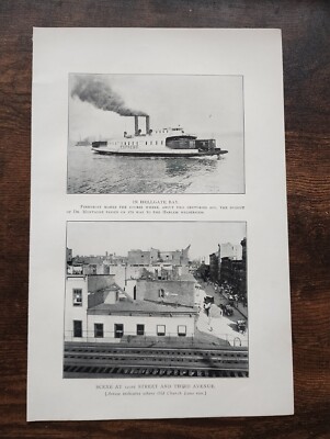Hellgate Bay & 121st & Third Ave, New York - Antique Print - 1903