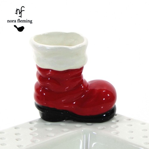 RARE Nora Fleming ORIGINAL SANTA BOOT 2.25" Mini Toothpick Holder Wrinkled A89
