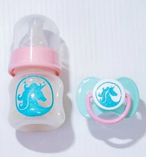 Unicorn Reborn/Silicone Formula Bottle & Matching Pacifier Set! 