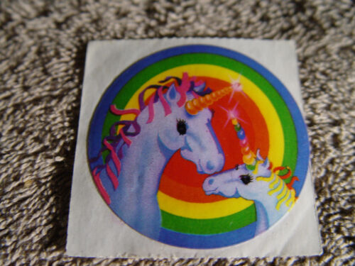 Lisa Frank 1982 Vintage Circle Sticker Unicorns Rainbow circle 2” free ship