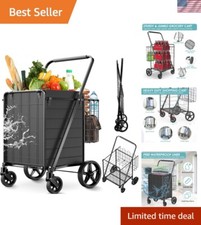 Heavy Duty Folding for Groceries,Jumbo Upgraded Grocery Cart with Waterproof ...