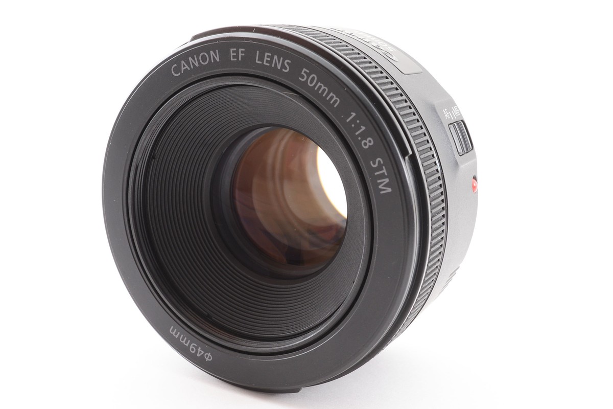 Canon EF 50mm F1.8 STM ＋ 前後キャップ Top MINT] Canon EF 50mm F1.8 STM W/Box Lens Cap Lens Hood