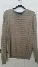 NWT• Michael Stars striped crewneck button sweater for men size XL