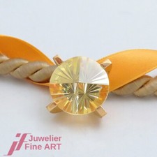 BUNZ Anhänger - Farbstein- Anhänger - gelb-rund/Sonnenschliff - 18K/750 Gelbgold