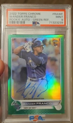 2022 TOPPS CHROME WANDER FRANCO GREEN REFRACTOR ON CARD ROOKIE AUTO PSA 9 🔥 /99 - Photo 1/4