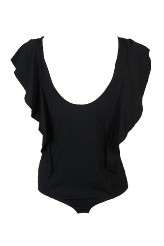 1.State Black Scoop Neck Ruffle Body Suit L - 第 2/3 張圖片