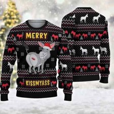Merry Kissmyass Donkey Christmas Ugly Sweater, Funny Donkey Christmas Sweater