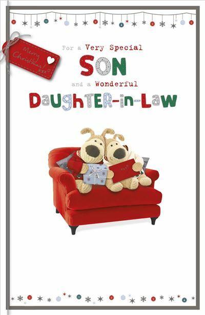 Very Special Son And Wonderful Daughter In Law Cute Boofles Christmas Card
