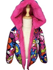Hanna Andersson Girls Pink REVERSIBLE Puffer Jacket w Hood 100cm us Sz 4 