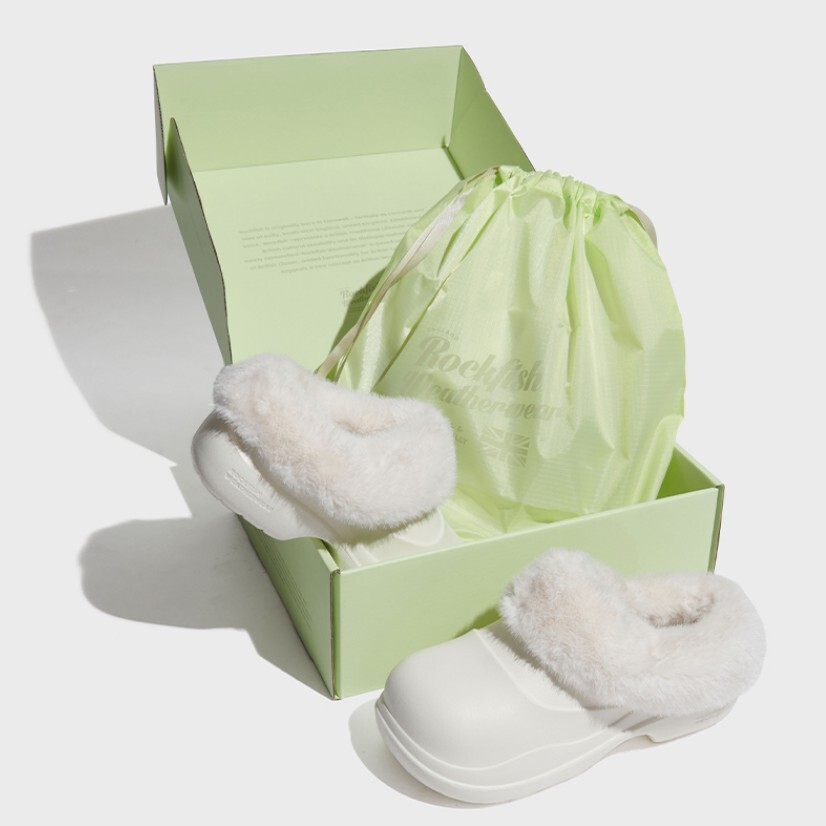 Rockfish Weatherwear::靴:UK5.5[RESALE] Rockfish Weatherwear HAYDEN FUR COLLAR CLOG - WHITE FUR