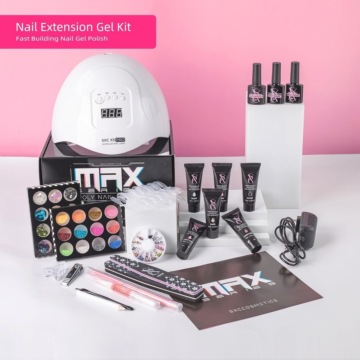 SXC Cosmetics 6 Poly Gel Nail Kit All-in-One Gel Nail Art