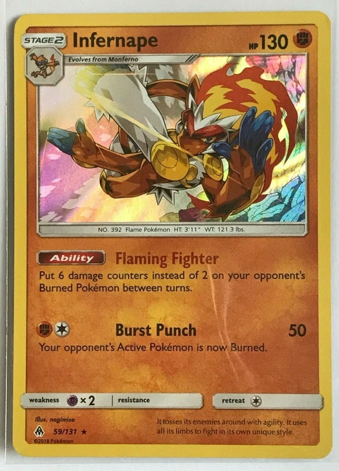 Infernape 59/131 HOLO Rare Pokemon SM Forbidden Light TCG Card NM 2018 - Image 3 of 3