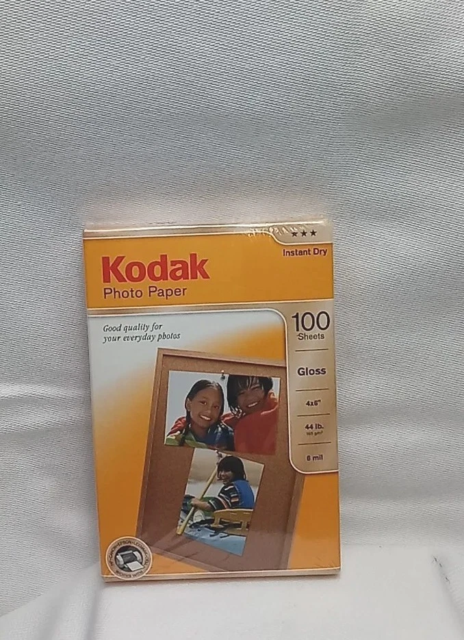 Kodak Photo Paper Gloss 100 Sheets 4X6" Instant Dry Photo Printer Paper New