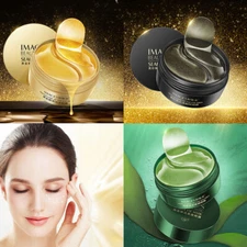 US 60Pcs Gold/Black Pearl/Seaweed Hydrogel Eye Patch Mask Gel Under Eye Pads