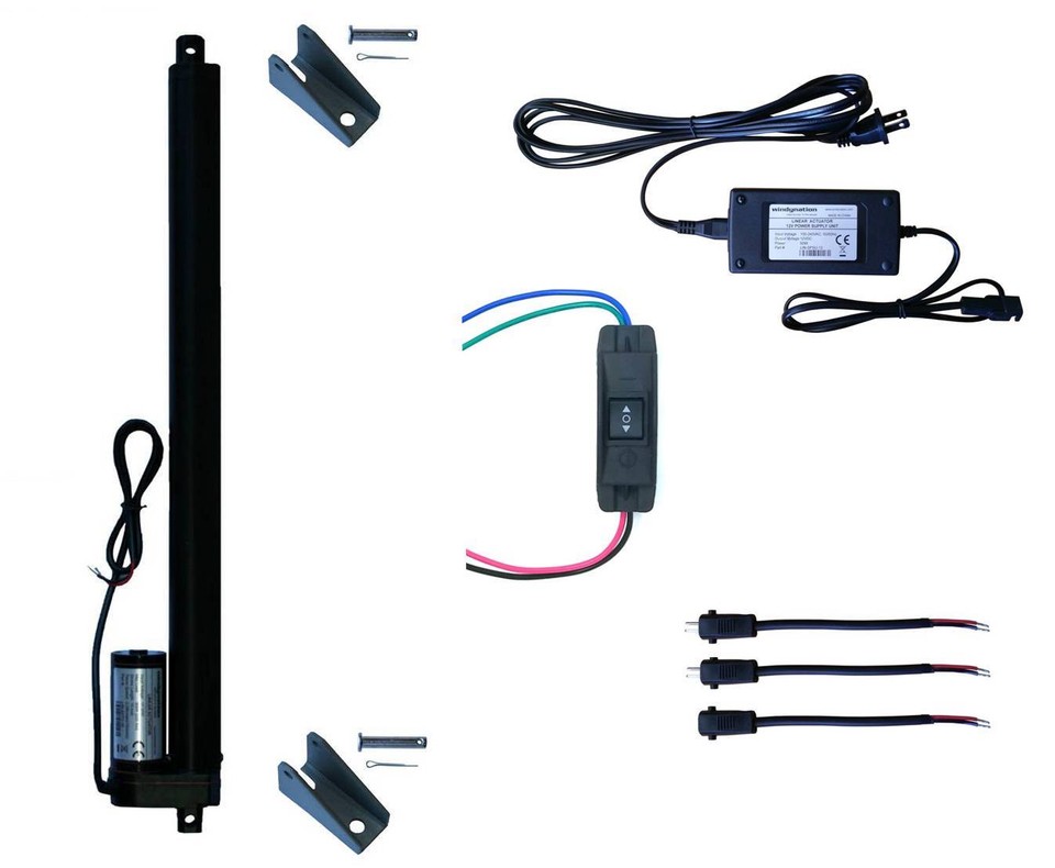 WindyNation 12V Linear Actuator + UP Down Switch + Power Supply ...