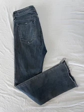 Rag & Bone W1748K510CST Raw Cuff Straight Leg Stretch Jeans in Clean Steel. 26.
