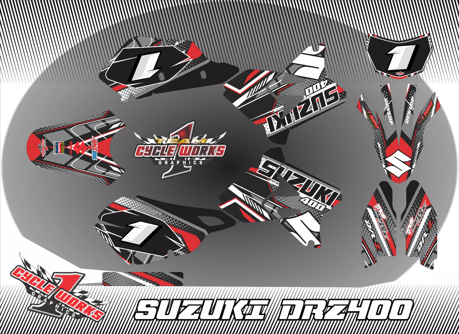 Suzuki DRZ400SM Drz400s drz400 Supermoto DRZ CUSTOM GRAPHICS KIT