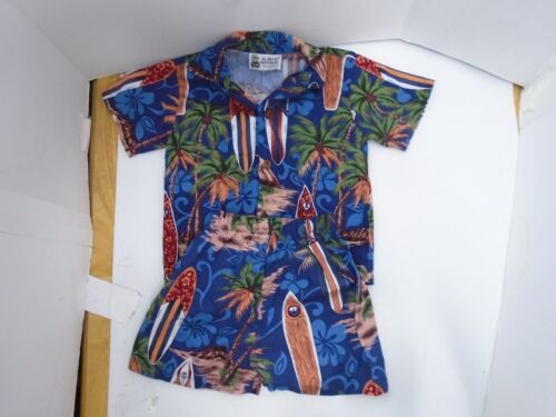 Boy Toddler Aloha Republic Tropical 2PC Shirt Short Set Size 1T Blue Floral surf